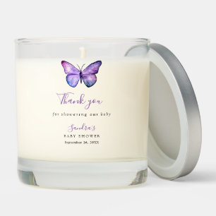 Butterfly Baby Shower Elegant Thank you Script Scented Candle