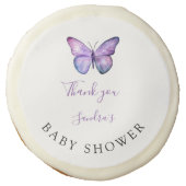 Butterfly Baby Shower Elegant Thank you Script Sugar Cookie (Front)