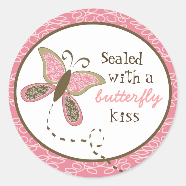 Butterfly Baby Shower Envelope Seal Sticker (Front)