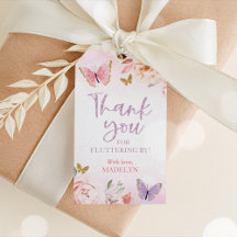 Butterfly Baby Shower Favor Tag Girl