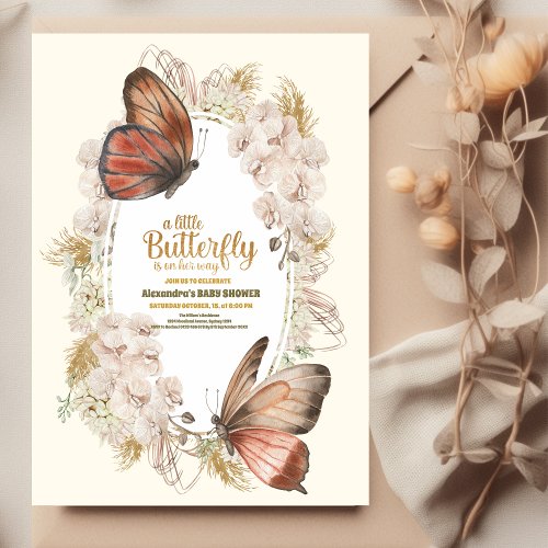 Butterfly Baby Shower Floral Girl Invitation