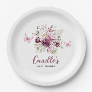 Butterfly Baby Shower Floral Paper Plates