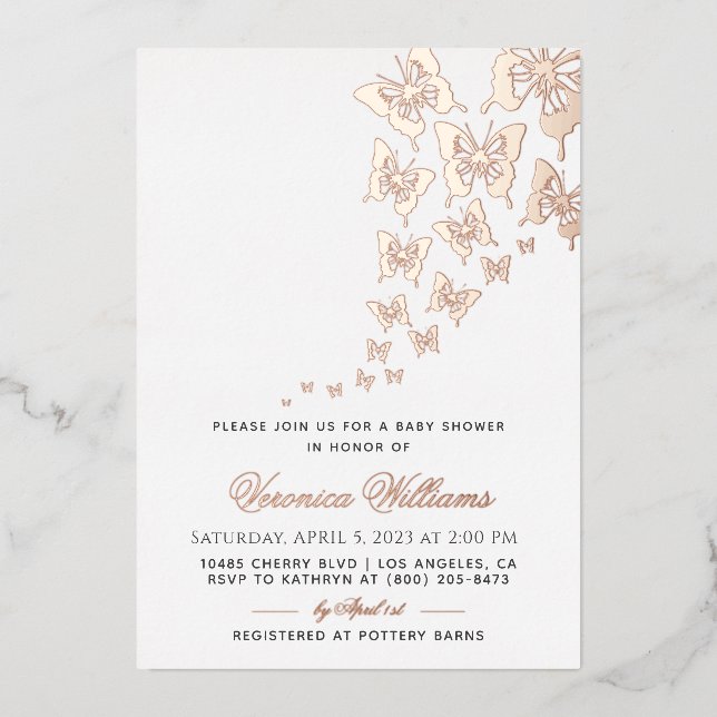 Butterfly Baby Shower Foil Invitation (Front)