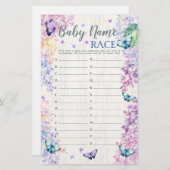 Butterfly Baby Shower Game | Baby Name Race Game (Front/Back)