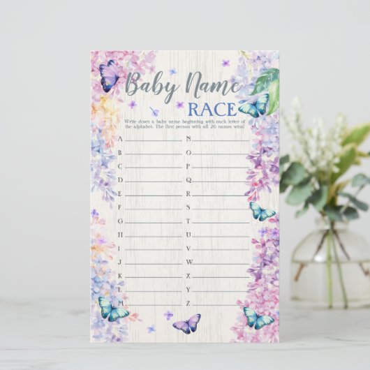 Butterfly Baby Shower Game | Baby Name Race Game (Standing Front)