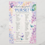 Butterfly Baby Shower Game | What's In Your Purse? (Front)
