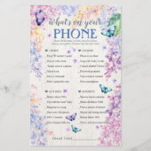 Butterfly Baby Shower Game | What's On Your Phone? (Front)