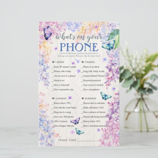 Butterfly Baby Shower Game | What's On Your Phone? (Standing Front)