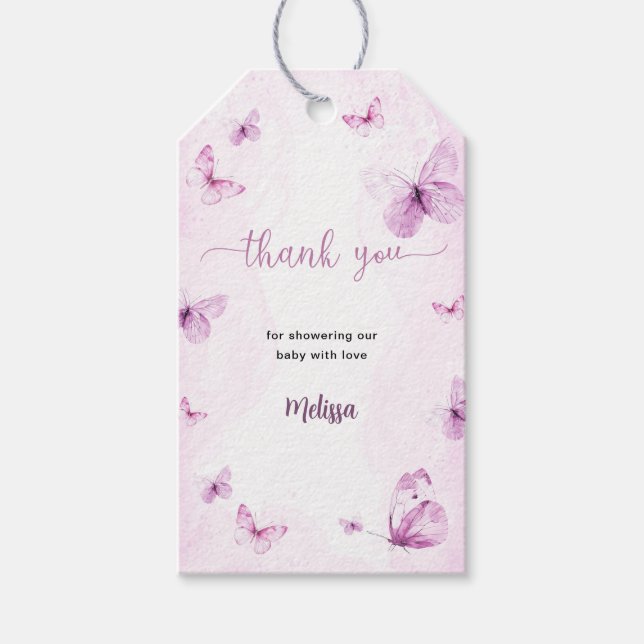 Butterfly Baby Shower Gift Tags (Front)