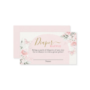 Butterfly baby shower girl Diaper Raffle Card