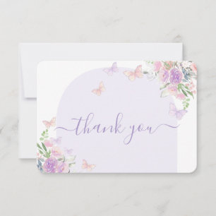 Butterfly Baby Shower Girl Flat Thank You Card