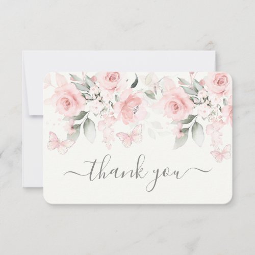 Butterfly Baby Shower Girl Flat Thank You Card