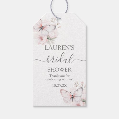 Butterfly Baby Shower Girl Gift Tag