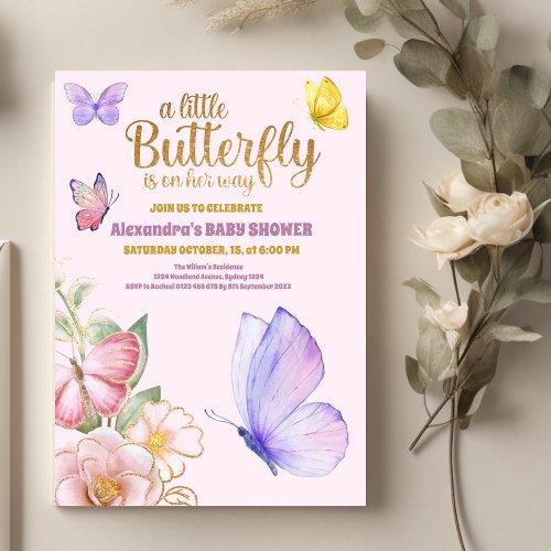 Butterfly Baby Shower Girl Invitation