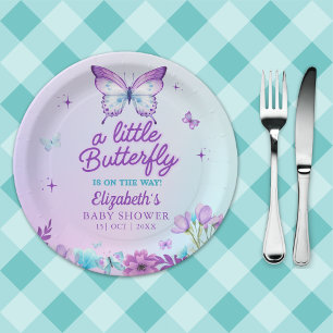 Butterfly Baby Shower Girl Pink & Lavender flora Paper Plates