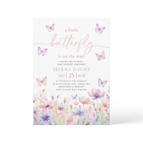 Butterfly Baby Shower Girl Purple Pink Flower Invitation