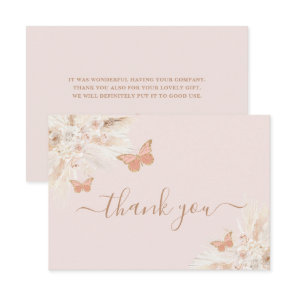 Butterfly Baby Shower Girl Thank You Card