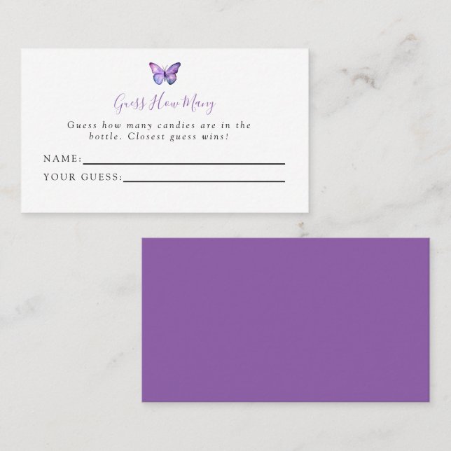 Butterfly Baby Shower Guess How Many Game  Place Card (Front/Back)