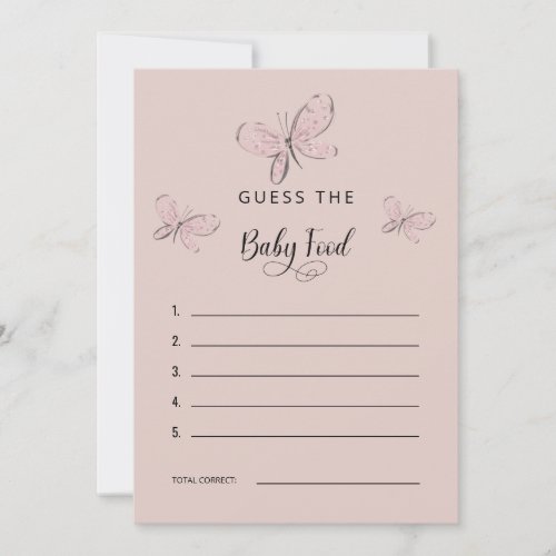 Butterfly Baby Shower Guess the Baby Food   Invitation