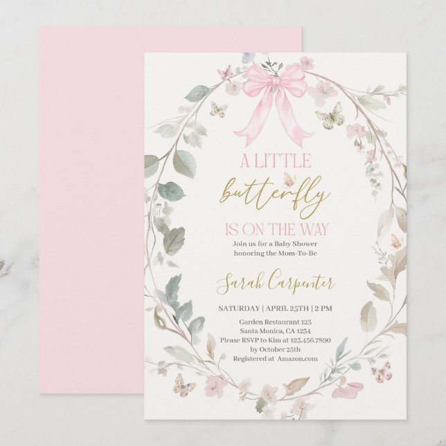 Butterfly Baby Shower Invitation (Front/Back)