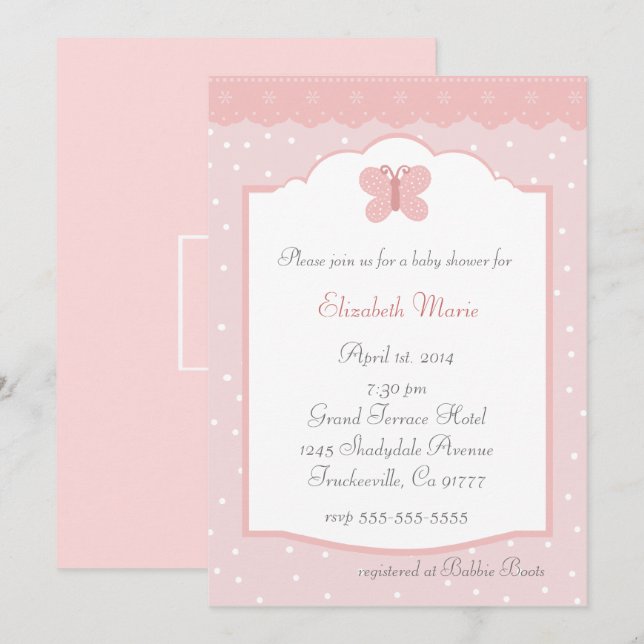  Butterfly Baby Shower Invitation (Front/Back)