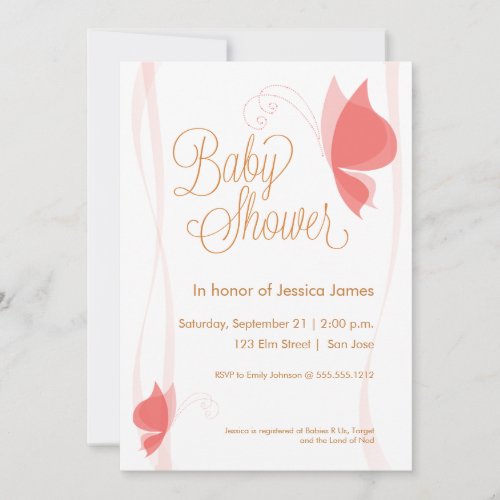 Butterfly baby shower invitation