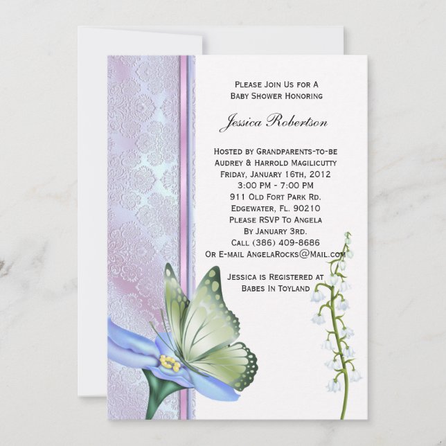 Butterfly Baby Shower Invitation (Front)