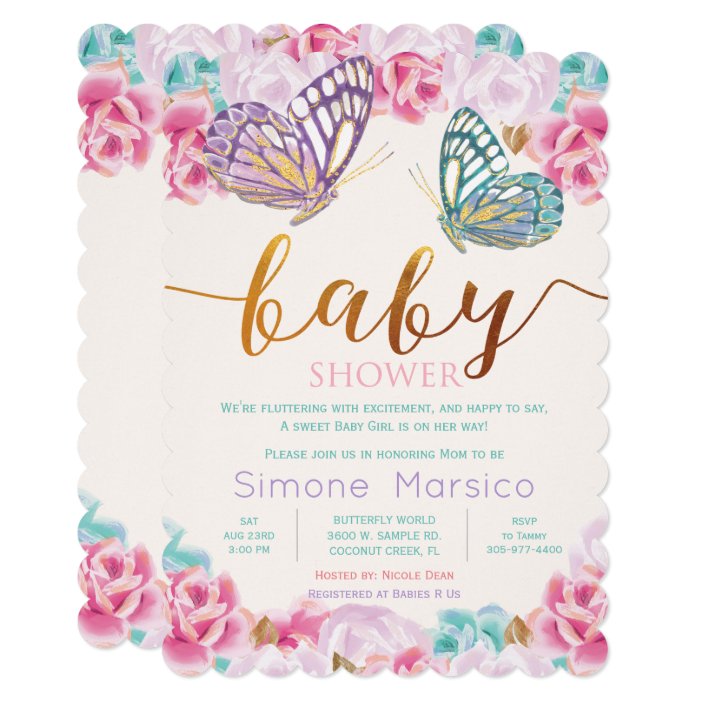 butterfly baby shower invitations