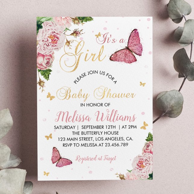 Butterfly Baby Shower Invitation Baby Girl (Creator Uploaded)