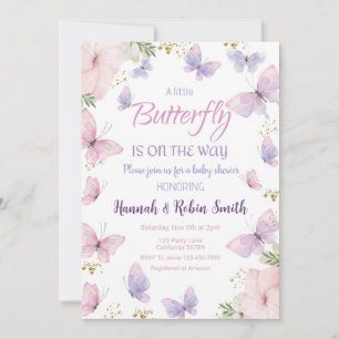 Butterfly Baby Shower Invitation Baby girl Invite
