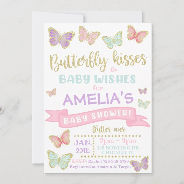 Butterfly Baby Shower Invitation | Baby Shower (Front)