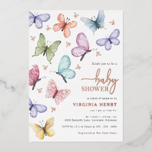 Butterfly Baby Shower Invitation Foil Invitation