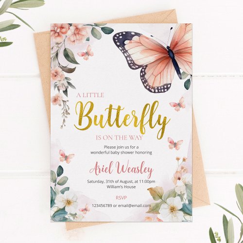 Butterfly Baby Shower Invitation _ Foil Invitation