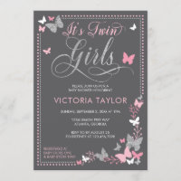 Butterfly Baby Shower Invitation for Twins