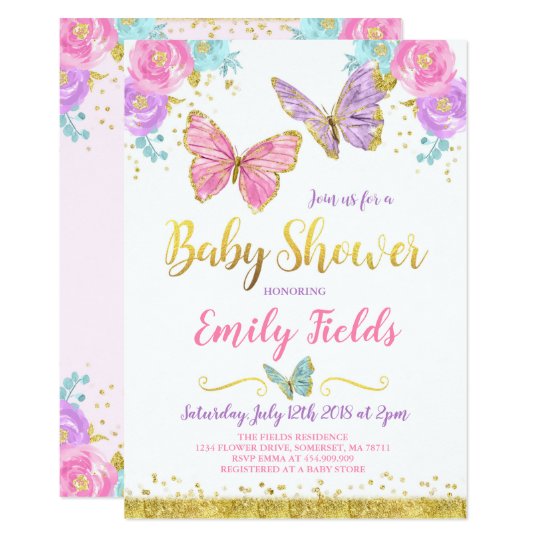 Butterfly Baby Shower Invitation Girl Baby Shower