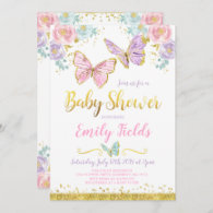 Butterfly Baby Shower Invitation Girl Baby Shower