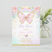 Butterfly Baby Shower Invitation Girl Baby Shower (Standing Front)