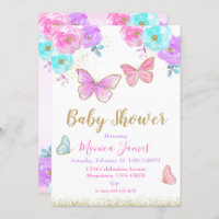 Butterfly Baby Shower Invitation Girl Baby Shower