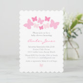 Butterfly Baby Shower Invitation - Pink (Standing Front)