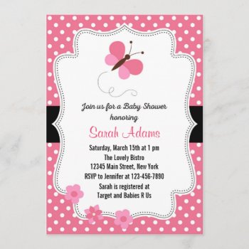 Butterfly Baby Shower Invitation Pink by melanileestyle at Zazzle