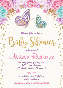 Purple Erfly Baby Shower Invitations Zazzle Erfly Baby Shower Invitation Pink Purple Gold
