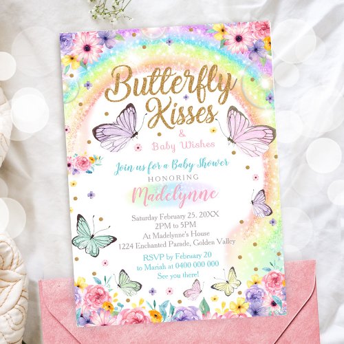 Butterfly Baby Shower Invitation Rainbow Butterfly