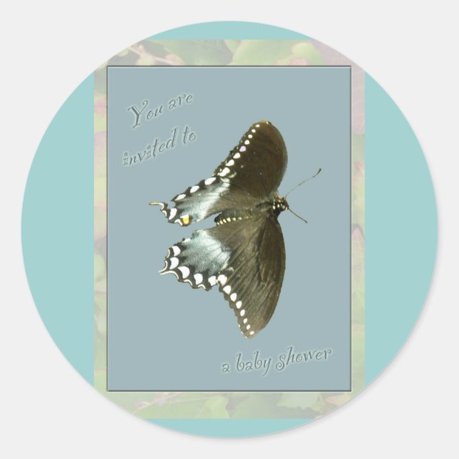 Butterfly Baby Shower Invitation Stickers (Front)