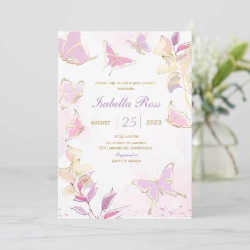Butterfly Baby Shower Invitation template | Zazzle