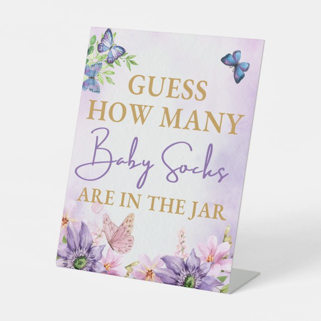 Butterfly Baby Shower It's A Girl Pedestal Sign (Front)