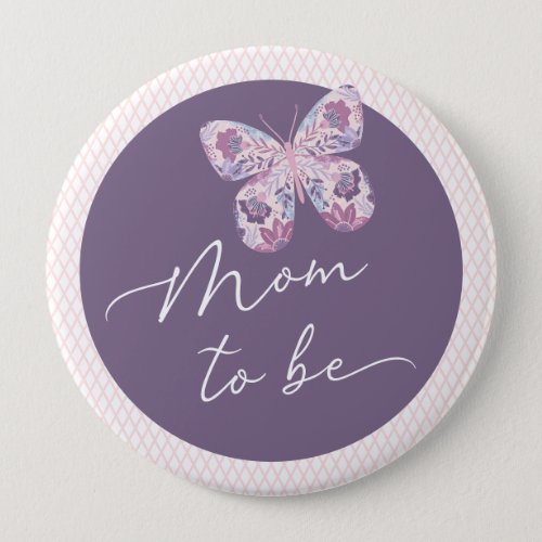 Butterfly Baby Shower Mom To Be Button