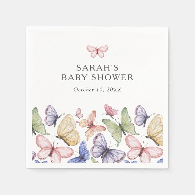 Butterfly Baby Shower Napkins (Front)