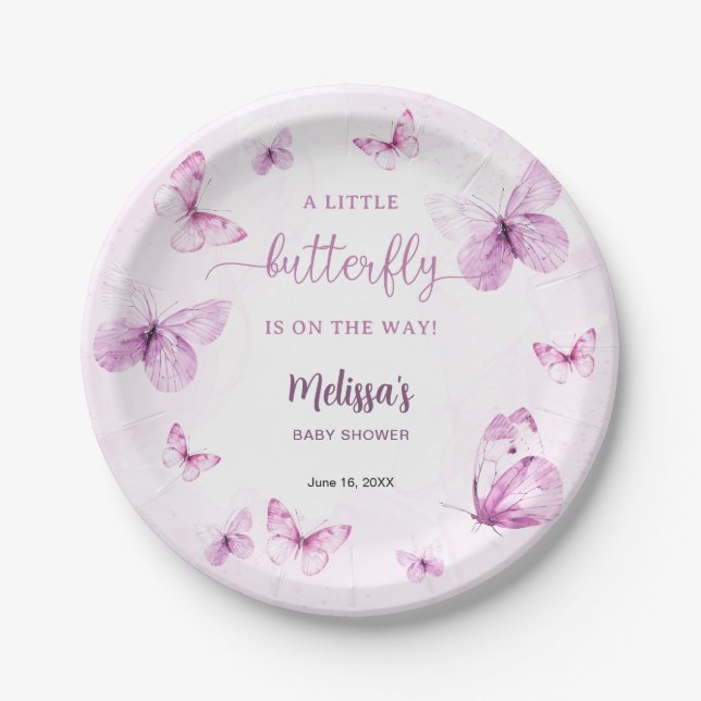 Butterfly Baby Shower Paper Plates (Front)