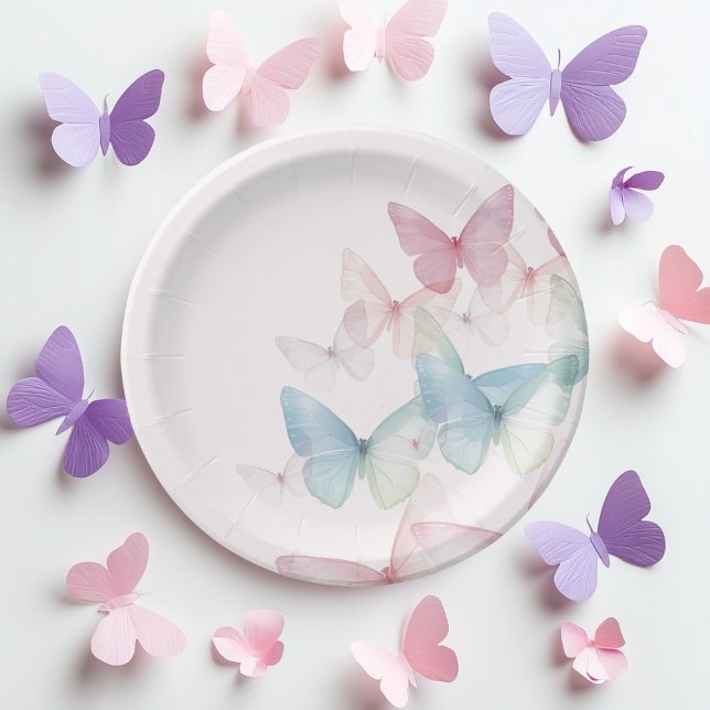 "Butterfly Baby Shower Paper Plates" Paper Plates (Creator Uploaded)