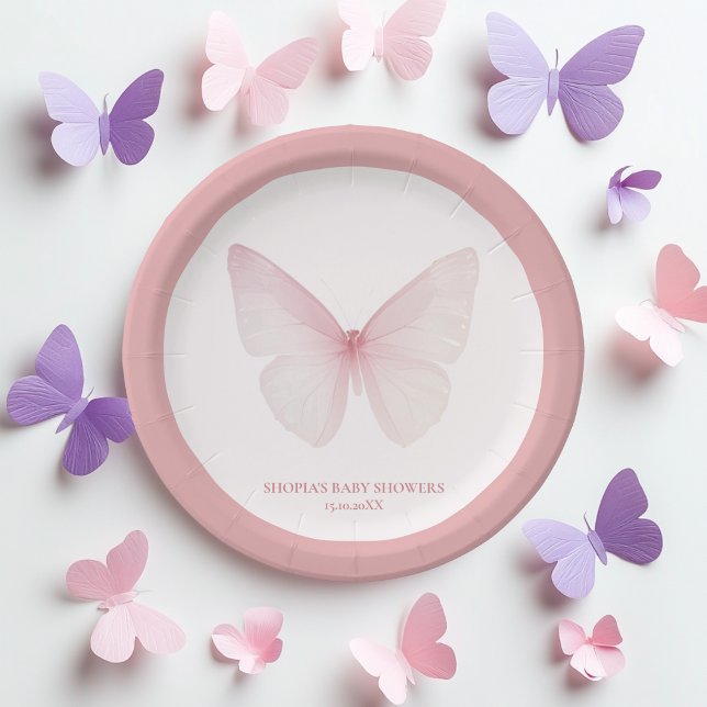 "Butterfly Baby Shower Paper Plates" Paper Plates (Creator Uploaded)